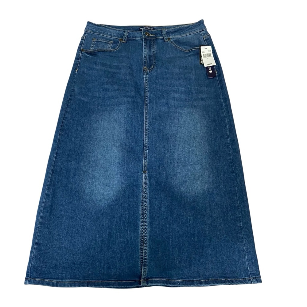 NWT Architect Front Slit Long Denim Stretch Jean Skirt - Women’s 8 Flaw